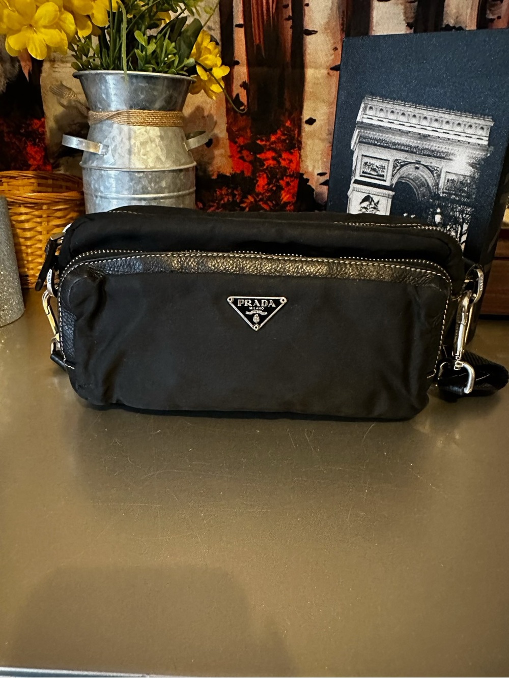 Prada Black Nylon Belt Bag with Silver Hardware - Picture 8 of 8